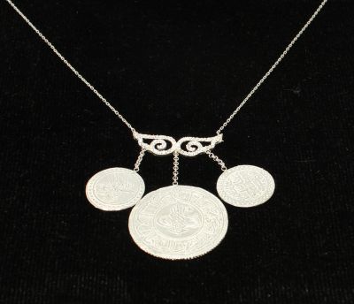 Silver Coin & Angel Wing Design Necklace - 3