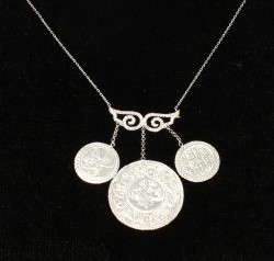 Silver Coin & Angel Wing Design Necklace - 4