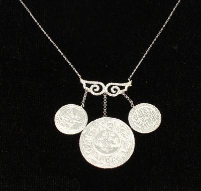 Silver Coin & Angel Wing Design Necklace - 4