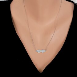 925 Ayar Gümüş Taşlı Melek Kanadı Kolye - Nusrettaki