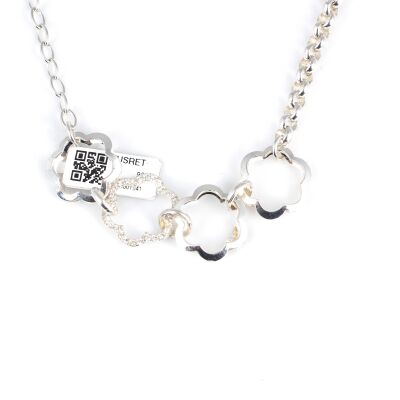 925 Ayar Gümüş 4 Çiçekli Kolye - 2