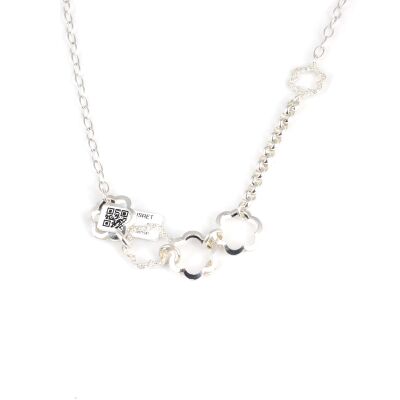 925 Ayar Gümüş 4 Çiçekli Kolye - 3