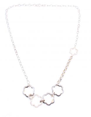 925 Ayar Gümüş 4 Çiçekli Kolye - 4