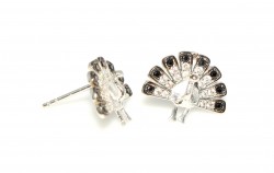 925 Silver Peacock Stud Earrings, Black Zircon - Nusrettaki (1)