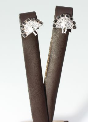 925 Silver Peacock Stud Earrings, Black Zircon - 3