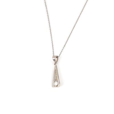 925 Ayar Gümüş Tektaş V Model Kolye - 3