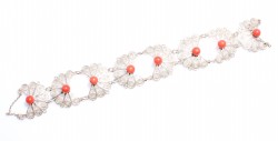 925 Sterling Silver Filigree Bracelet with Coral - Nusrettaki