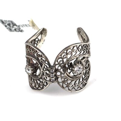 925 Ayar Gümüş Taşlı Telkari Yüzük - 5