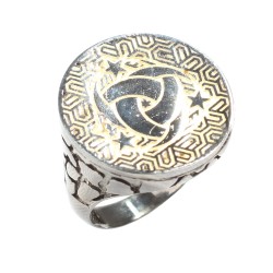925 Ayar Gümüş Teşkilatı Mahsusa Desenli Antik Erkek Yüzüğü - 5