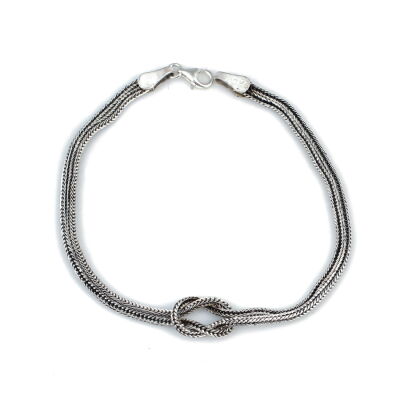 925 Ayar Gümüş Tilki Kuyruğu Zincir Aşk Düğümü Bileklik - 1