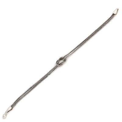 925 Ayar Gümüş Tilki Kuyruğu Zincir Aşk Düğümü Bileklik - 2