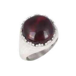 925 Ayar Gümüş Tırnaklı Sıkma Kehribar Taşlı Erkek Yüzük - Nusrettaki