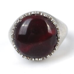 925 Ayar Gümüş Tırnaklı Sıkma Kehribar Taşlı Erkek Yüzük - 4