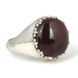 925 Ayar Gümüş Tırnaklı Sıkma Kehribar Taşlı Erkek Yüzük - Nusrettaki (1)