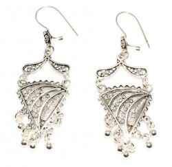 925 Silver Dangle Filigree Earrings , Triangle Design - Nusrettaki (1)