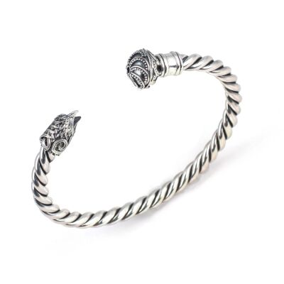 925 Ayar Gümüş Toplu Ve Şahin Başı Burgu Kol Erkek Bileziği - 1