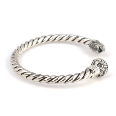 925 Ayar Gümüş Toplu Ve Şahin Başı Burgu Kol Erkek Bileziği - 3