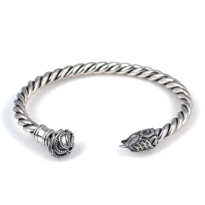 925 Ayar Gümüş Toplu Ve Şahin Başı Burgu Kol Erkek Bileziği - 4