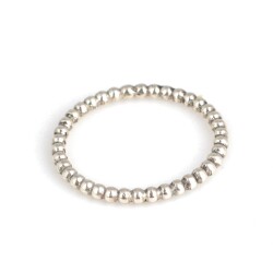 Sterling Silver Beaded Stylish Ring, White Gold Vermeil - Nusrettaki (1)