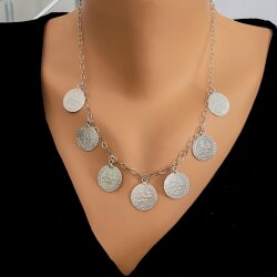 925 Silver Ottoman Sign & Coin Necklace - Nusrettaki
