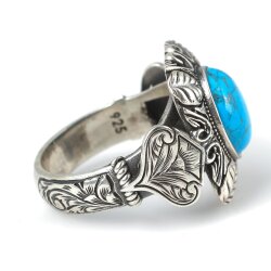 925 Ayar Gümüş Turkuaz Kare Kasa Erkek Yüzüğü - 4