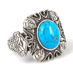 925 Ayar Gümüş Turkuaz Kare Kasa Erkek Yüzüğü - 3