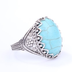Silver Men's Ring with Turquoise - Nusrettaki