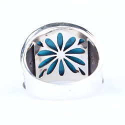 925 Sterling Silver IYI Design Men Ring with Turquoise - 4