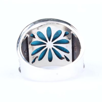 925 Sterling Silver IYI Design Men Ring with Turquoise - 4