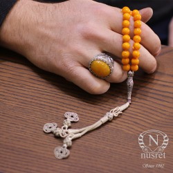 Silver Prayer Beads with Refurbished Amber - Nusrettaki (1)