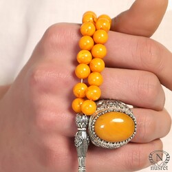 Silver Prayer Beads with Refurbished Amber - Nusrettaki