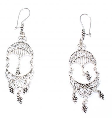 925 Silver Vintage Chandelier Filigree Earrings - 2