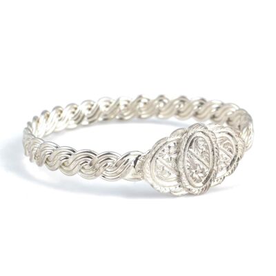 925 Ayar Gümüş Üç Tel Oval Kaşlı Burma Bilezik - 2