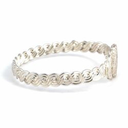 925 Ayar Gümüş Üç Tel Oval Kaşlı Burma Bilezik - 3