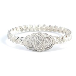 925 Ayar Gümüş Üç Tel Oval Kaşlı Burma Bilezik - 4