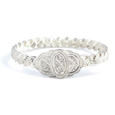 925 Ayar Gümüş Üç Tel Oval Kaşlı Burma Bilezik - 4