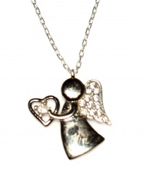 Silver Angel Heart Necklace - Nusrettaki (1)