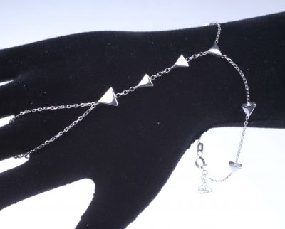 Sterling Silver Triangle Pieces Ring Bracelet, White Gold Vermeil - 1