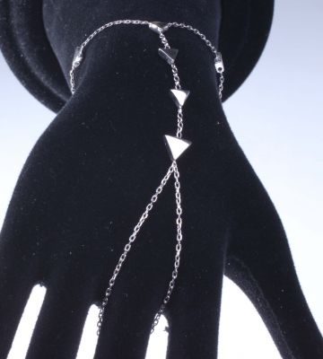 Sterling Silver Triangle Pieces Ring Bracelet, White Gold Vermeil - 3