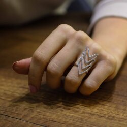 925 Ayar Gümüş Üçlü Mızrak Uçlu Yüzük - 3