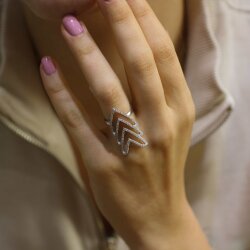 925 Ayar Gümüş Üçlü Mızrak Uçlu Yüzük - Nusrettaki