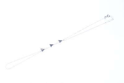 Sterling Silver Triple Triangle Ring to Wrist Bracelet, White Gold Vermeil - 6