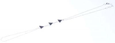 Sterling Silver Triple Triangle Ring to Wrist Bracelet, White Gold Vermeil - 7