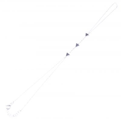 Sterling Silver Triple Triangle Ring to Wrist Bracelet, White Gold Vermeil - 8