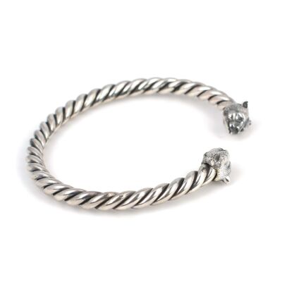 925 Ayar Gümüş Ufak Ayı Başı Burgu Kol Erkek Bileziği - 2