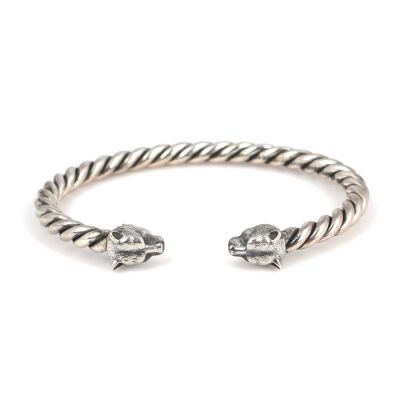 925 Ayar Gümüş Ufak Ayı Başı Burgu Kol Erkek Bileziği - 3