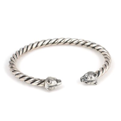 925 Ayar Gümüş Ufak Ayı Başı Burgu Kol Erkek Bileziği - 4