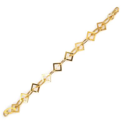 925 Ayar Gümüş Ufak Elips Ve Kare Parçalı Bileklik - 2