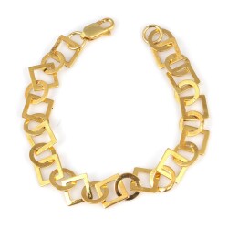 925 Ayar Gümüş Ufak Kare Ve Yuvarlak Model Bileklik, Sarı - Nusrettaki