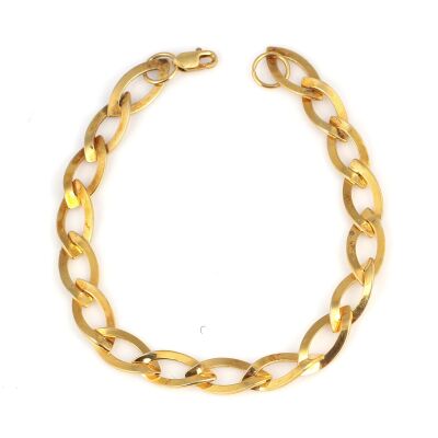 925 Ayar Gümüş Ufak Kıvrımlı Elips Model Bileklik, Sarı - 1